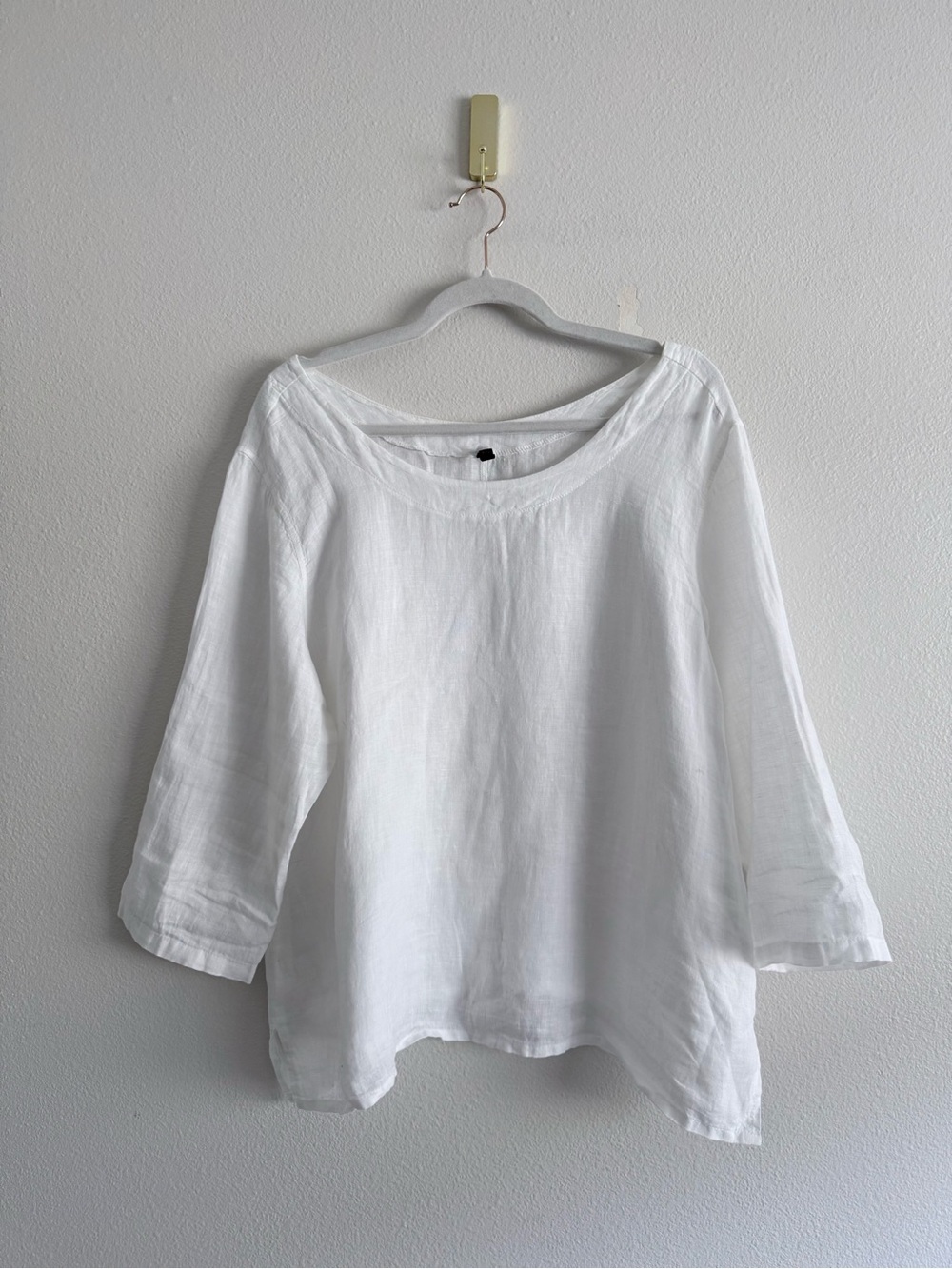 Inizio Italy 100% Linen white 3/4 sleeve boxy top Sz XL